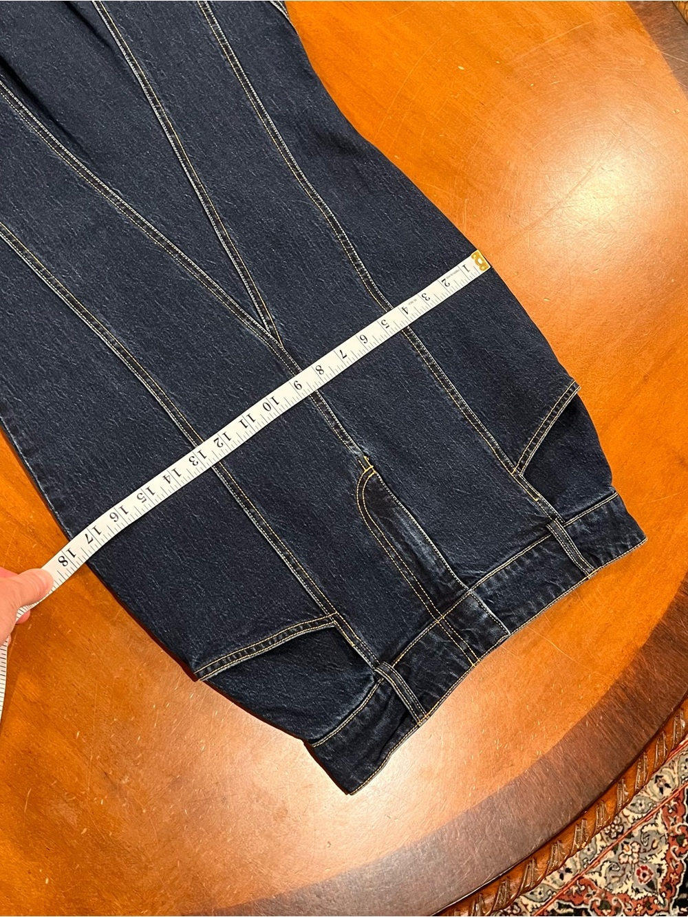Pilcro x Anthropologie Fluted Denim Maxi Skirt Dark Wash 0 Stretch Seamed Jean - Picture 15 of 16